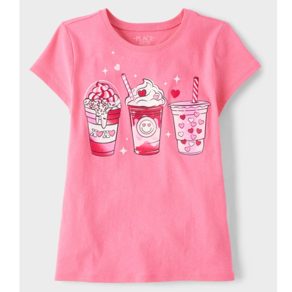 Girls Valentine's Day Milkshake Graphic Tee Large